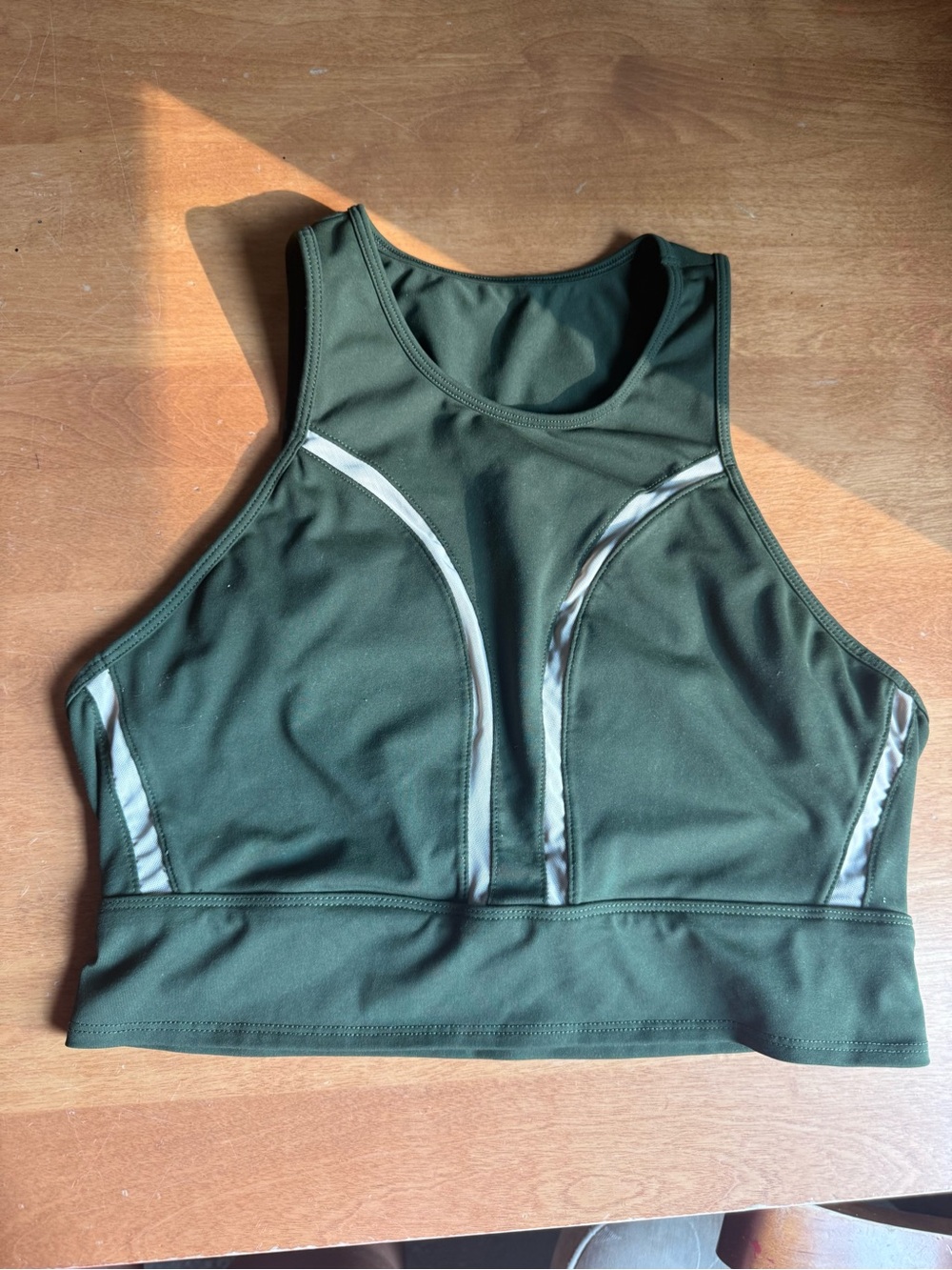 Fabletics High-Neck Sports Bra in Olive